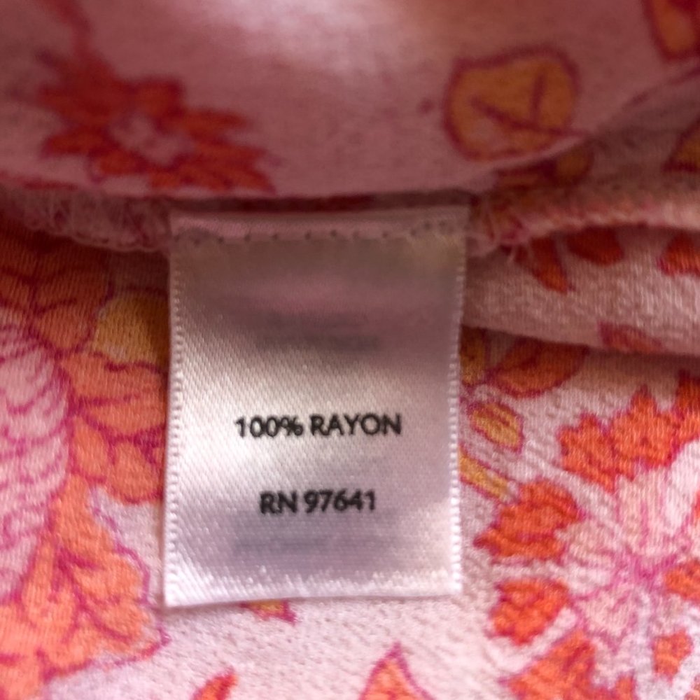 J. Jill Boho Peasant Tunic Top Size L  Large Pink Orange Floral Print - Picture 9 of 10